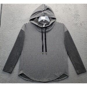 Cable & Gauge Hoodie Women XS Multi Striped Curved‎ Hem Long Sleeve Drawstring